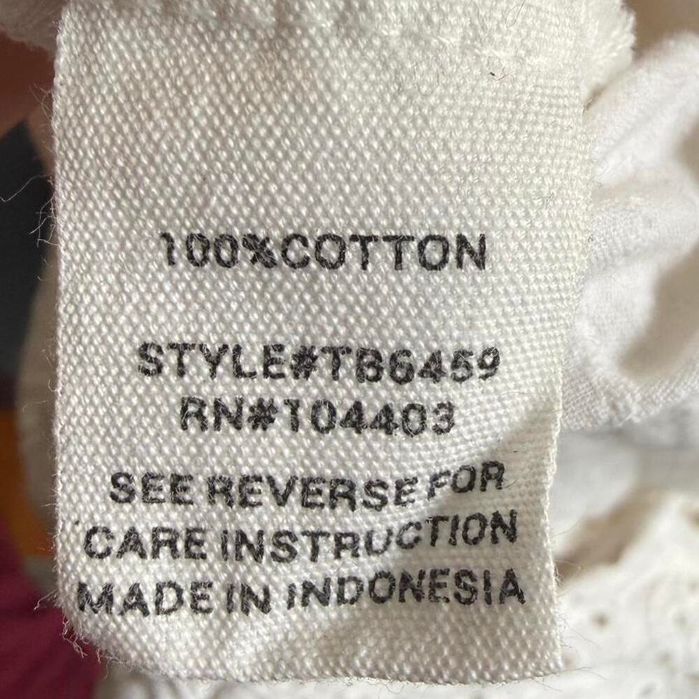 Mine White Eyelet Cotton Blouse Size M - Picture 6 of 6